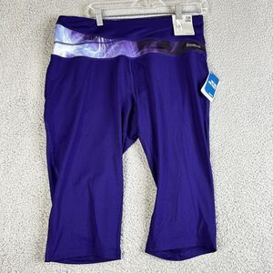 Reebok  Slim Capri Womens 14/16 Purple Pull On 14" Inseam Workout Gym Athletic